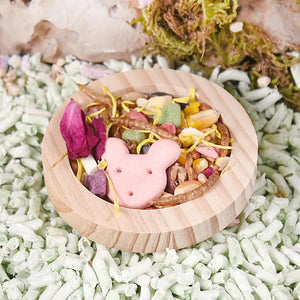 Small Pet Round Food Bowl Anti-turning Natural Wooden Feeding Bowl Landscaping Supplies For Squirrel Hedgehog Hamster Rodent