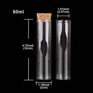 5pcs 60ml Glass Tubes with Cork Stopper Test Tubes Lab Glassware Spice Jars Vials Terrarium 3*12CM for Accessory Craft DIY