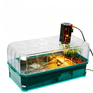 Terrarium Reptile Habitat Simulate Breeding Box Turtle Cage Lizard Box Turtle Tank Large with Heating Lamp Filter System EU Plug