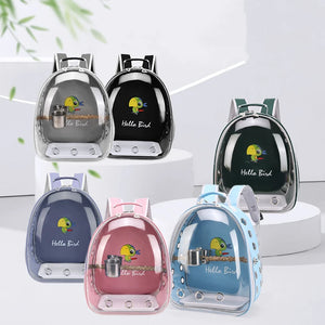 Portable Bird Carrier Parrot Backpack Bag with Prech Feeder and Tray for Parakeet Cockatiel Bunny Travel Acrylic Pet Bird Cage