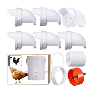 Automatic Gravity Chicken Duck Feeder Kit Rainproof Poultry Feeder For Feed Buckets Barrels Drums Troughs Reduce Spillage Mess