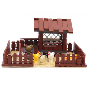 Marumine 138PCS Farm Chicken Building Blocks Classic Construction MOC Bricks Assembling House Model Kit Kids Chrismas Toys