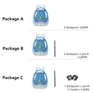 Portable Bird Carrier Parrot Backpack Bag with Prech Feeder and Tray for Parakeet Cockatiel Bunny Travel Acrylic Pet Bird Cage