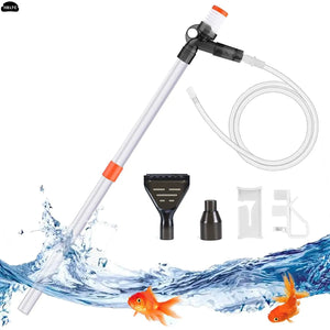 Press-Type Siphon Pump Aquarium Gravel Cleaner With Glass Scraper Fish Tank Water Changer Kit Adjustable Water Flow Sand Cleaner