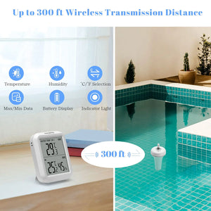 INKBIRD IBS-P01R Wireless Pool Thermometer IPX7 Waterproof Floating Thermometer for Swimming Pool,Baby baths,Aquariums,Fish Pond