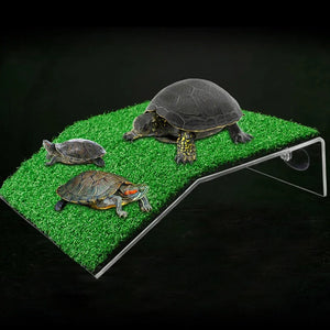 Simulated Lawn Aquarium Decoration Turtle Basking Platform Turtle Ladder Climbing Fish Tank Habitat Small Reptile Float Island