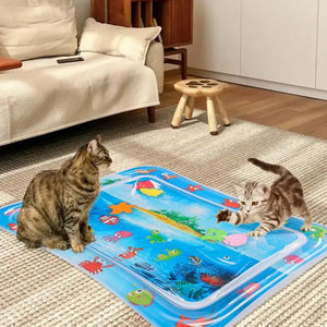 Water Sensory Play Mat Thickened Inflatable Water Mat For Cat And Dog Water Sensor Mat Water Sensory Playmat With Fish Sea Ocean