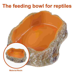 Reptile Food Water Bowl Reptile Turtle Food Bowl Rock Drinking Bowl Water Dish for Snakes Terrarium accessories Bowls