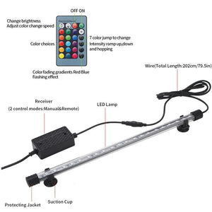 RGB Aquarium light 18-57cm Remote control diving lamp Colorful lamp 90-260v lamp for plants Fish tank essential Amphibious use