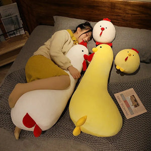 New Giant Fluffy Cock Plush Toys Sleeping Pillow Cute Animal Stuffed Swan Chicken Dolls Floor Mat Girls Birthday Gift