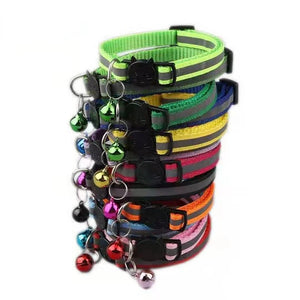 12 Colors Reflective Cats Bells Collars Adjustable Dog Leash Pet Collar for Cats and Small Dogs Pet Supplies Free Shipping 2022