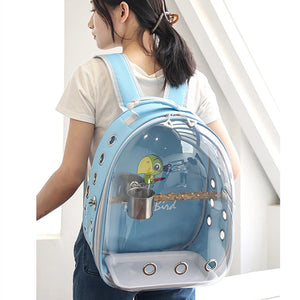 Portable Bird Carrier Parrot Backpack Bag with Prech Feeder and Tray for Parakeet Cockatiel Bunny Travel Acrylic Pet Bird Cage