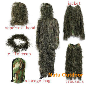 Adult Kids Tactical Camouflage Clothing Withered Grass Ghillie Suit 5 PCS Sniper Hunting Suit Army Hunting Clothes Birding Suit