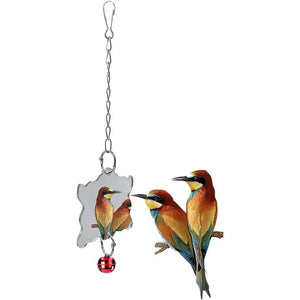 Bird Mirror Bell Toys Durable Birds Pendant Chain Birds Accessories Bird Cage Stand Decoration Funny Interactive Parrot Supplies