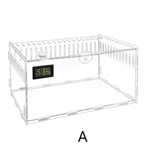 P82D Insect Feeding Box Clear Container Acrylic Terrariums for Spiders Small Snake Reptiles Carriers Easy to Assemble