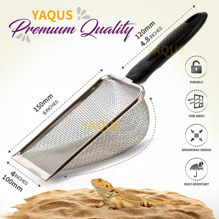 Pet Cleaning Tools Stainless Steel Feces Shovel Net Cat Litter Shovel Reptiles Lizard Sand Shovel Mesh Screen Fecal Spoon