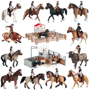 Simulation Farm Stable House Model Action Figures Horseman Bullfighting Horse Playset Animal Figurine Children Educational Toy