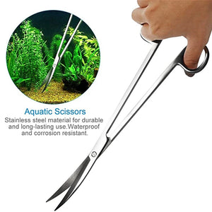 Aquarium Accessories Hard Stainless Steel Aquarium Tool Scissor Tweezers Plants Wave Scissors Fish Tank Shovels Cleaner Supplies