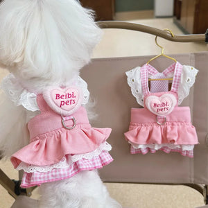 Pink Princess Accessories For Small Dogs Love Baby Pet Vest Harness Collar Apparel XS XL Kitten Puppy Cat Chest Strap Yorkshire