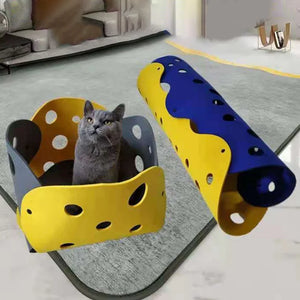 99 Shapes Splicing Cat Tunnel Felt Pom Nest Deformable Kitten Toy Collapsible Tube House DIY Interactive Pet Pusscat Beds Mats