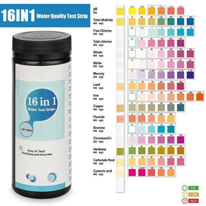 100 Pcs Water Test Strips 16-in-1 Aquarium Water Quality Test Strips for Check