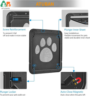 Dog Screen Door,Inside Door Flap 12x14x0.4 Inch,Lockable Pet Screen Door,Magnetic Self-Closing Screen Door with Locking Function