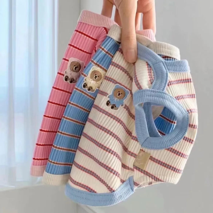 Striped Pet Vest Thin Teddy Bears Pomeranian Yorkshire Small Dog Cats Dogs Clothes Summer Puppy Clothes Dog Cooling Vest