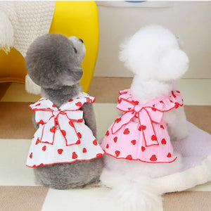 Pet Strawberry Dress Summer Dog Clothes Luxury Dog Vest Suspender Skirt Dog Cooling Shirt Bichon Chihuahua Clothing Dog Outfits