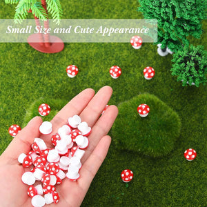 50Pcs Tiny Resin Mushroom Mini Mushrooms Miniature Figurines for Micro Garden Landscape Terrarium Crafts Dollhouse Decoration