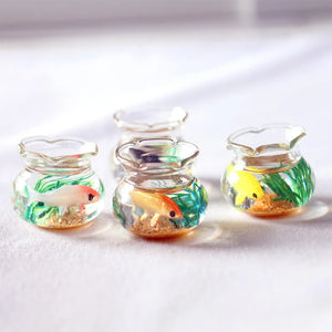 Dollhouse Miniature Glass Fish Tank Bowl Aquarium Doll House Home Ornament Toy For Dollhouse Decals