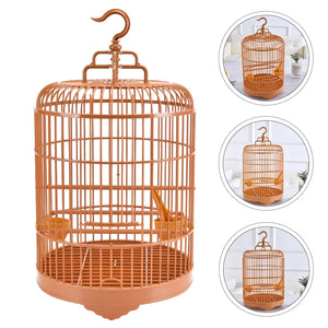 Bird Cage Hanging Bird Cage, Round Birdcages House Bird Carrier with Hook and Feeder for Small Birds Parrot Parakeets Finches