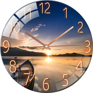 Nordic Light Luxury Wall Clock Horse Wine Living Room Bedroom Creative Fashion Decoration Mute Simple Glass Clocks Dial 30cm