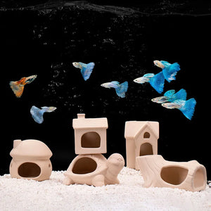 Clay Aquarium Decoration Ceramics Fish Tank Landscaping Shrimp Shelter Spawning Tank Breeding House Cave Pottery Pot Ornaments