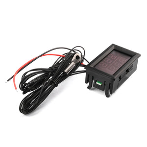 DC4-28V 5V 12V 24V LED Dual Display Temperature Gauge Sensor -50~210℃/-58~410℉ Digital Thermometer With 2 NTC Probe for Aquarium