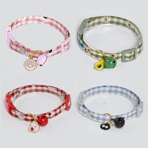 Collar Candy Avocado Pendant Cat Plaid Cat Collars Bell Cartoon Necklace Adjustable Collar for Cat Small Dog Pet Cat Accessories