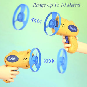 Children's 10M Launcher Flying Saucer Gun Toy Flying Disc Shooting Soaring Ejection Catapult Funny Outdoor Games for Kids Boys