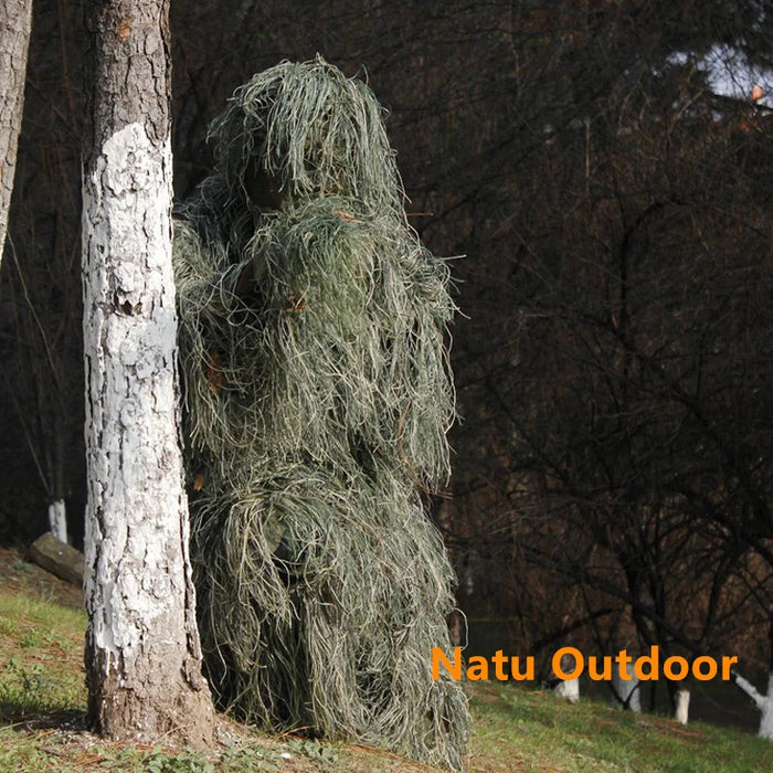 Adult Kids Tactical Camouflage Clothing Withered Grass Ghillie Suit 5 PCS Sniper Hunting Suit Army Hunting Clothes Birding Suit