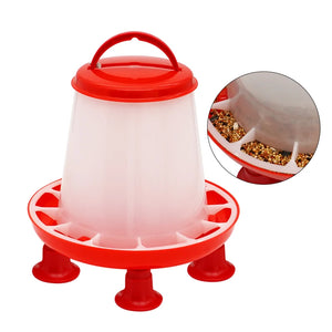 New 1.5kg Chicken Duck Feeder Bucket With Leg  Poultry Food Fountain Chicken Chick Hen Lid Handle Feeding Watering Supplies