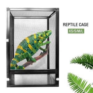 Detachable Reptile Terrarium Habitat Tank Aluminium Air Screen Cage Reptiles Cage with Cover Rainforest Habitat Lizard Chameleon