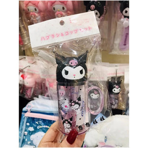 Japan's Sanrio Kitty Cinnamon Dog Melody Kuromi My Melody Portable Mouthwash Cup Toothbrush Toothpaste Travel Set Anime Gift