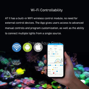 A7 II WiFi App Phone Control Full Spectrum 100W Saltwater Marine LED Aquarium Light for Coral Reef Fish Tank