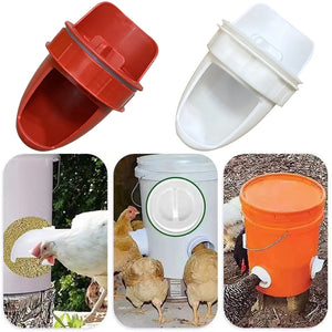 Chicken Feeder Poultry Feeding Supplies DIY Rain Proof Poultry Feeder Port Gravity Feed Kit For Buckets Barrels Bins Troughs