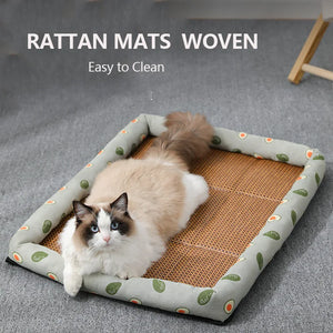 Summer Rattan Cat Bed Comfortable Pet Ice Mat for Cats Small Dogs Cat Nest Mat Kitten Puppy Beds Cushion Pets Supplies