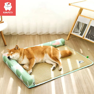 Kimpets Summer Dog Ice Mat Cooling Washable Rattan Woven Cat Cushion Breathable Pet Nest Ice Feeling Sleep Cushion Pet Supplies