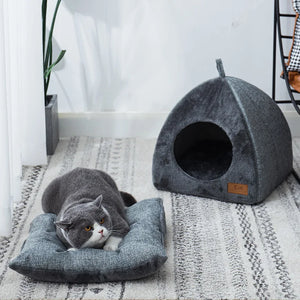 Soft Cat Bed Warm Semi-Enclosed Cat House Kennel for Small Dogs Cats Deep Sleep Pet Basket Cozy Kitten Lounger Cat Accessories