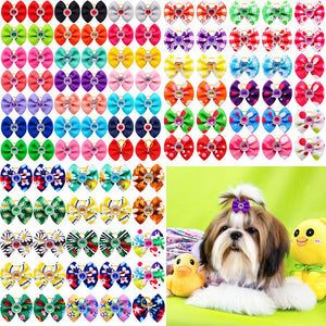 20pcs Summer Dog Hair Bows Dog Bows with Diamond Colorful Grooming Rubber Band for Small Dog Pet Girls Grooming Hair Accessories