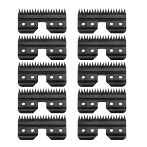 10pcs, Made of Ceramic Blades, Black Quick-feed Replacement Blades, Compatible with Andis, Oster A5, Wahl KM Series Blades,