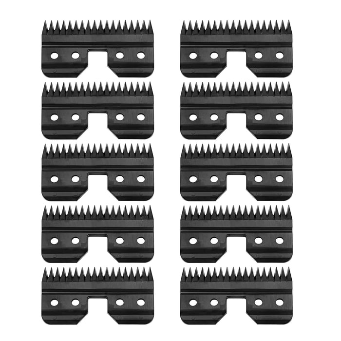 10pcs, Made of Ceramic Blades, Black Quick-feed Replacement Blades, Compatible with Andis, Oster A5, Wahl KM Series Blades,