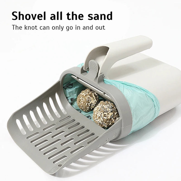 Widen Cat Litter Shovel Self-cleaning Scoop with Refill Bags Large Kitty Litter Box Garbage Picker Waste Bin System Pet Supplies