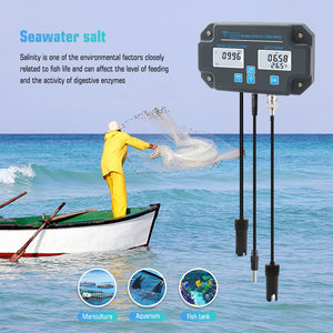 Yieryi Smart WIFI Aquarium Seawater Salinity Water Quality Meter PH EC TDS Salt TEMP Data Logger Tester Monitor for Fish Tanks